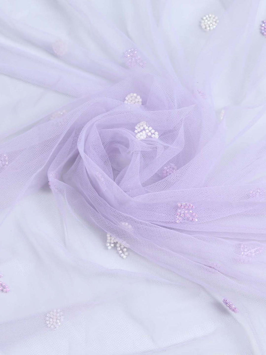 Lavender Embroidered Imported Net - Main Image