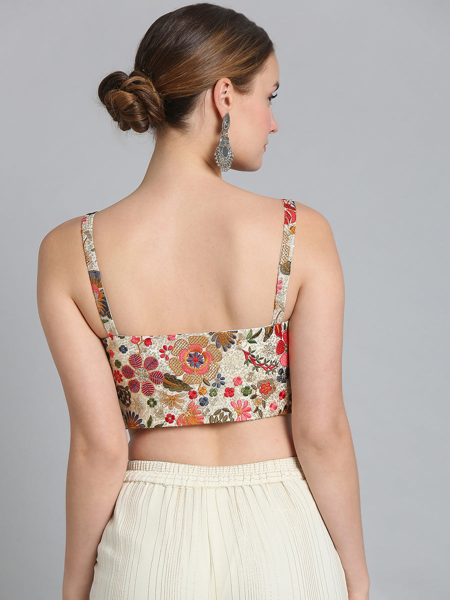 Triacetate floral Embroidery Blouse