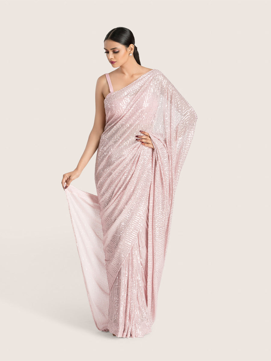 TCR Baby Pink Sequin Saree! – TheClothingRental