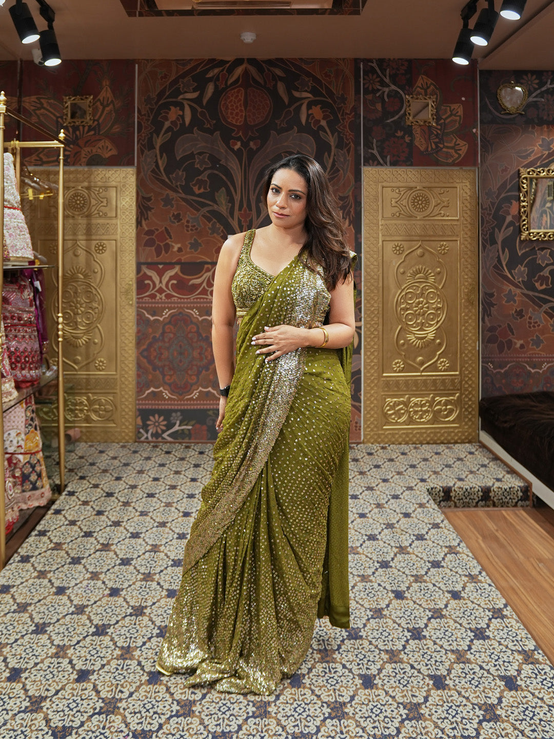 Olive Green Viscose Saree