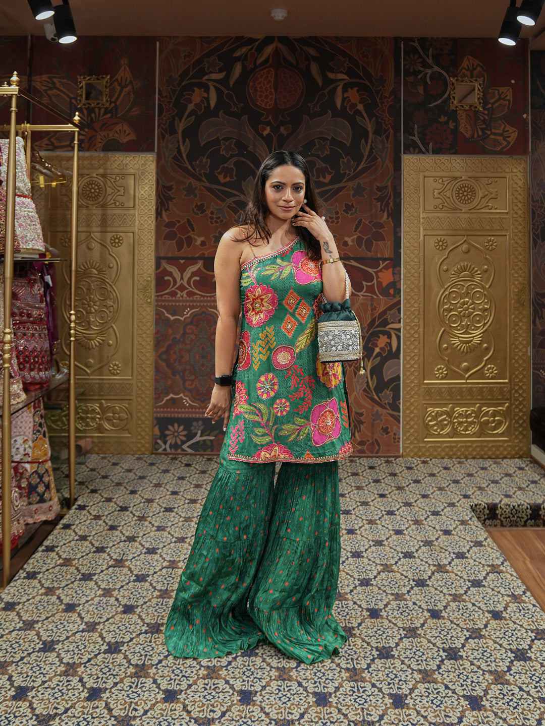 Floral Green Gharara Set