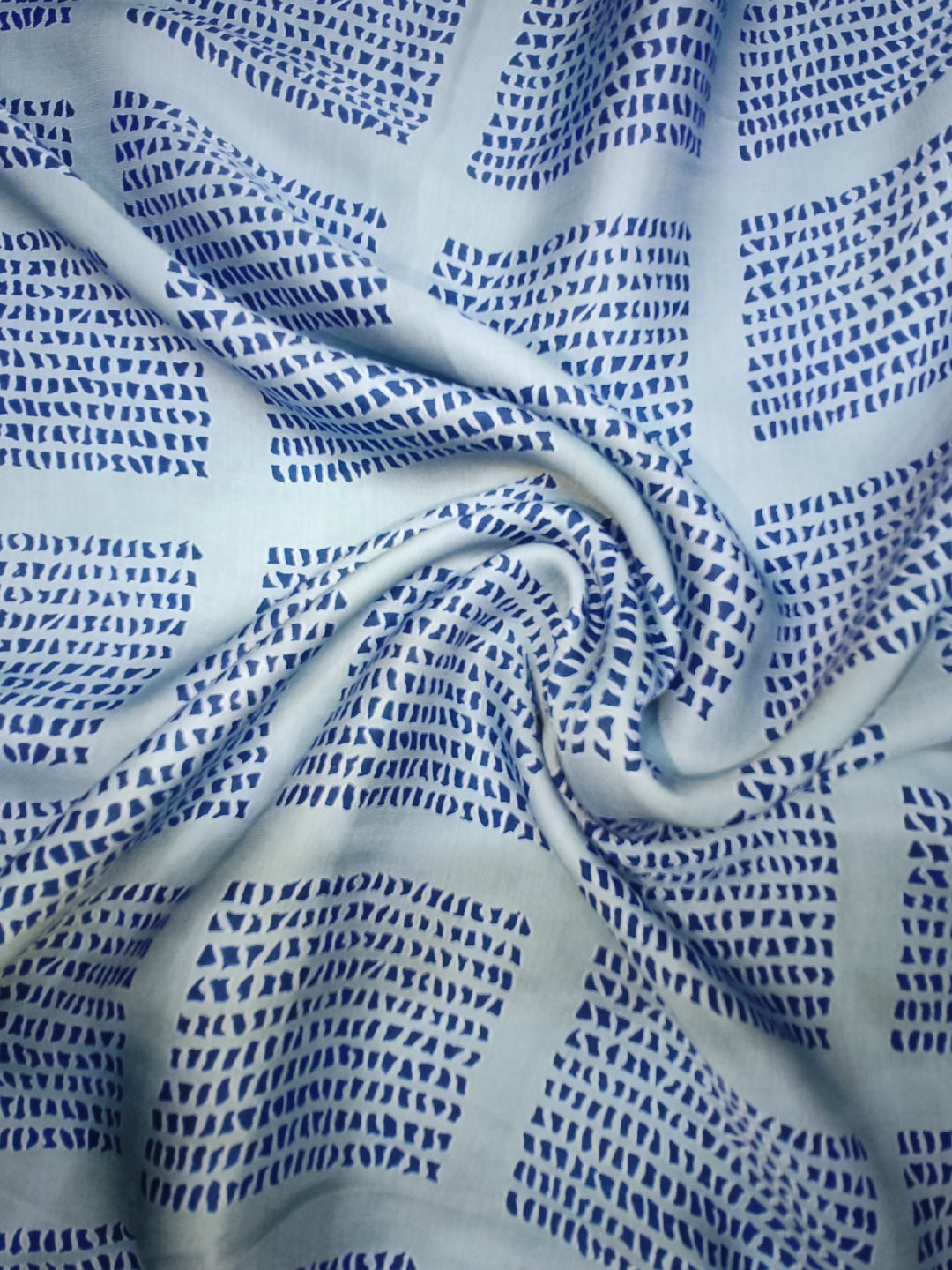 Blue Modal Satin Printed Fabric