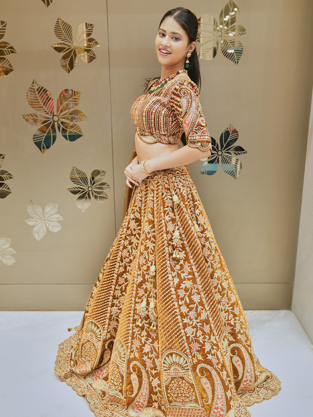 Traditional Brown Lehenga Choli Set