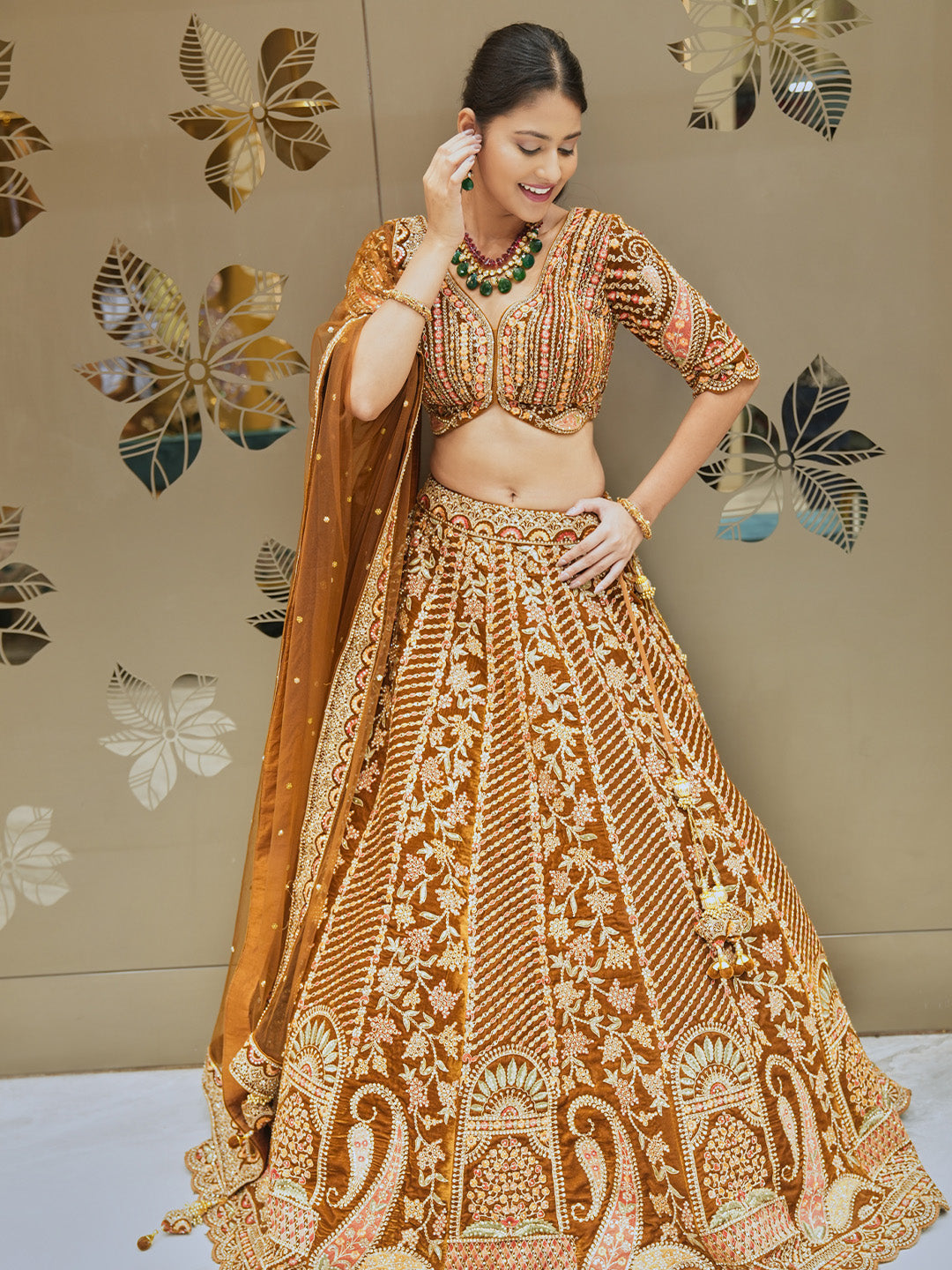 Traditional Brown Lehenga Choli Set