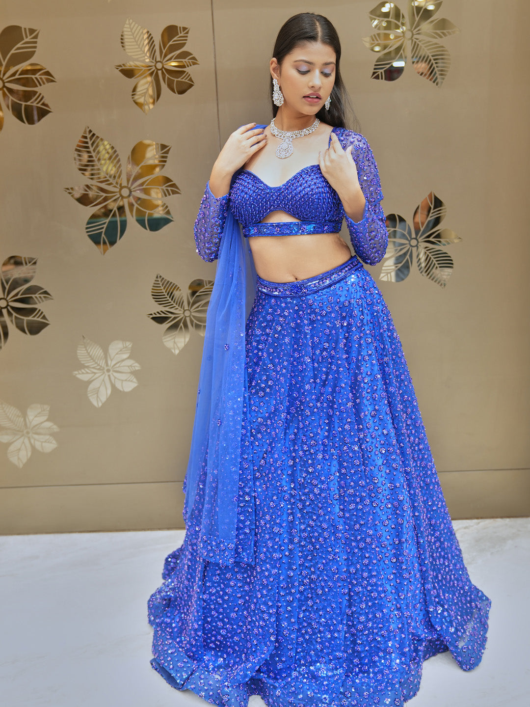 Electric Dreams Blue Embellished Lehenga Set