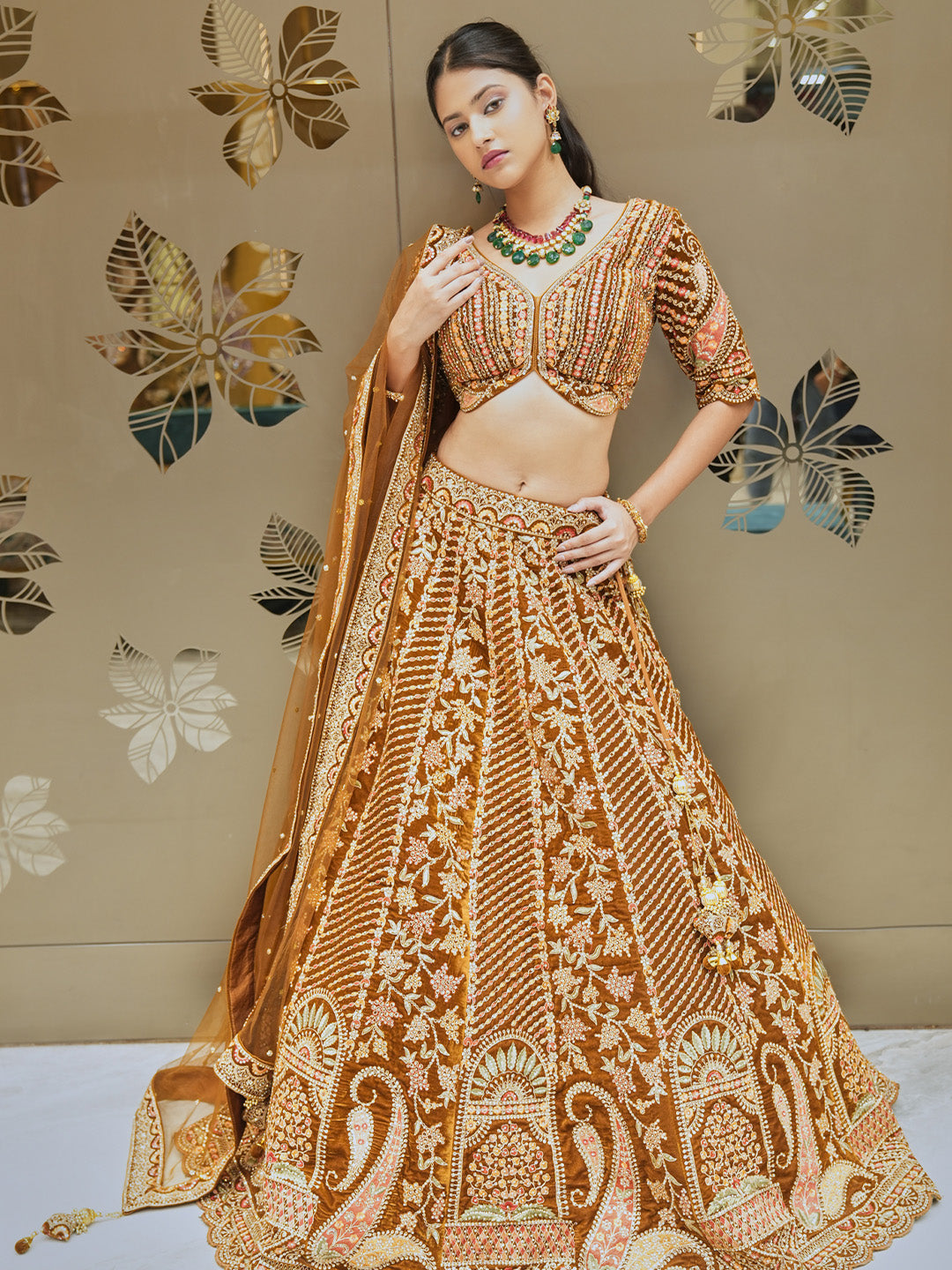 Traditional Brown Lehenga Choli Set