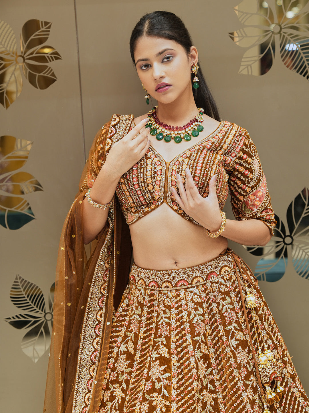 Traditional Brown Lehenga Choli Set