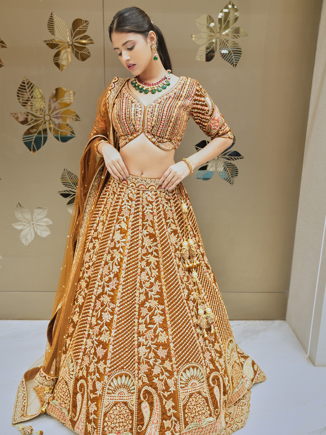 Traditional Brown Lehenga Choli Set