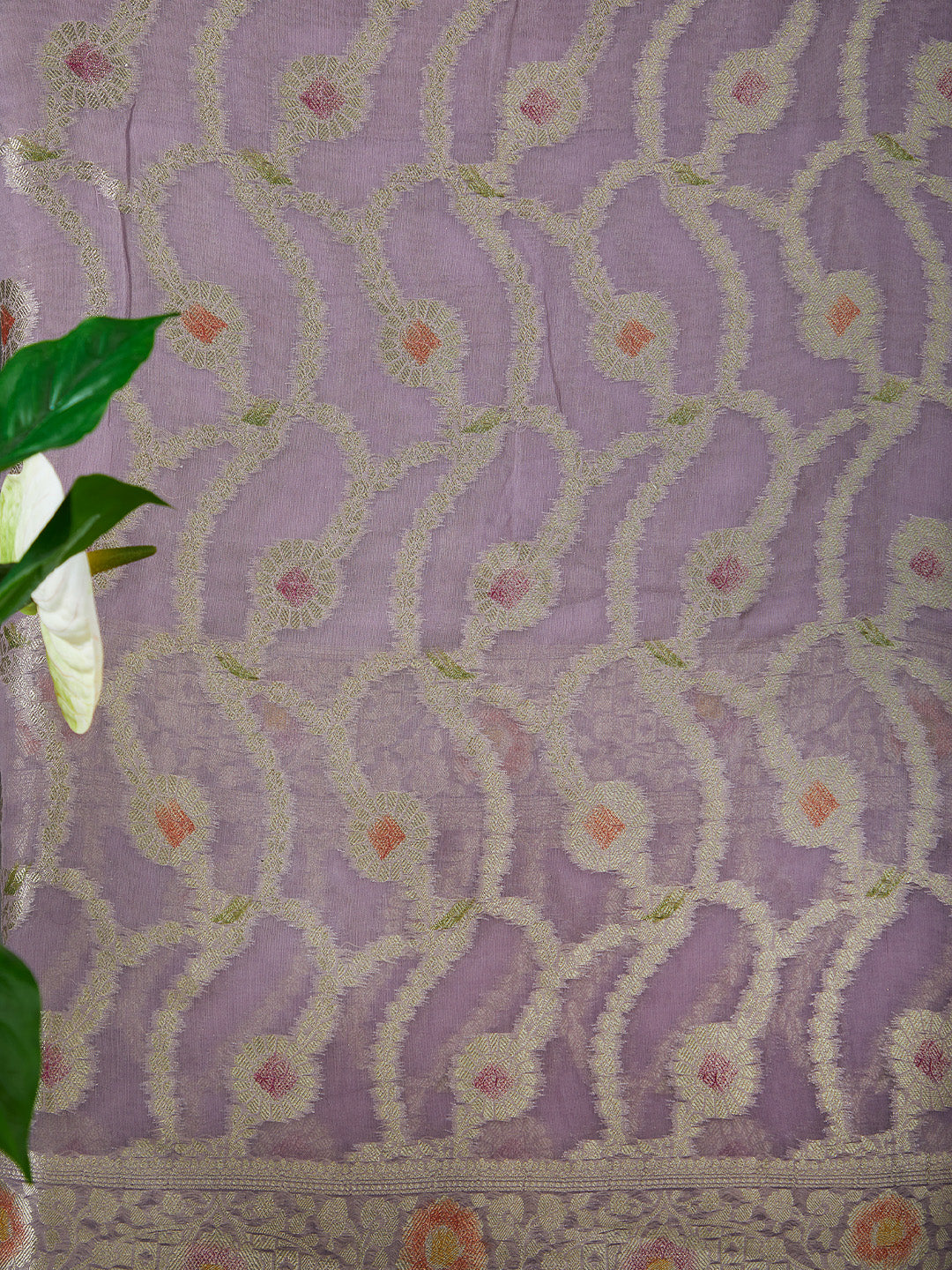 Lavender Crepe Banaras Printed Suit