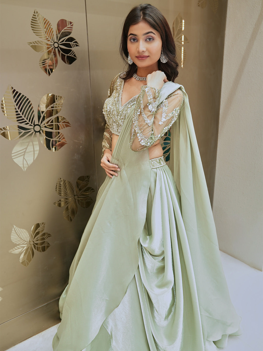 Pista Green Lehenga Set