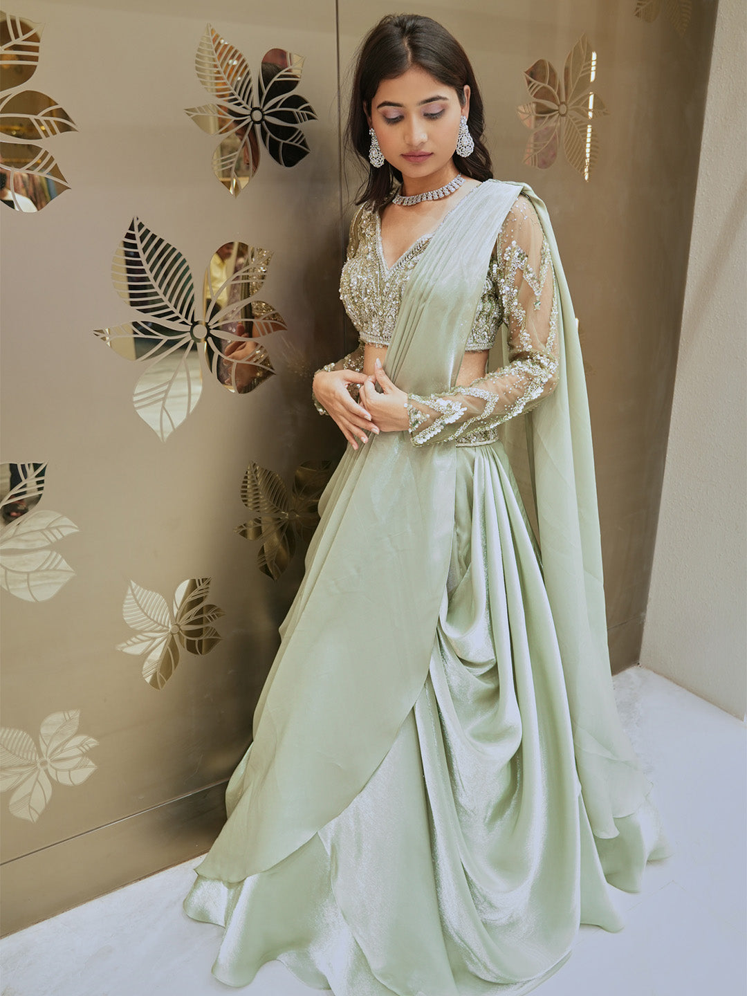 Pista Green Lehenga Set