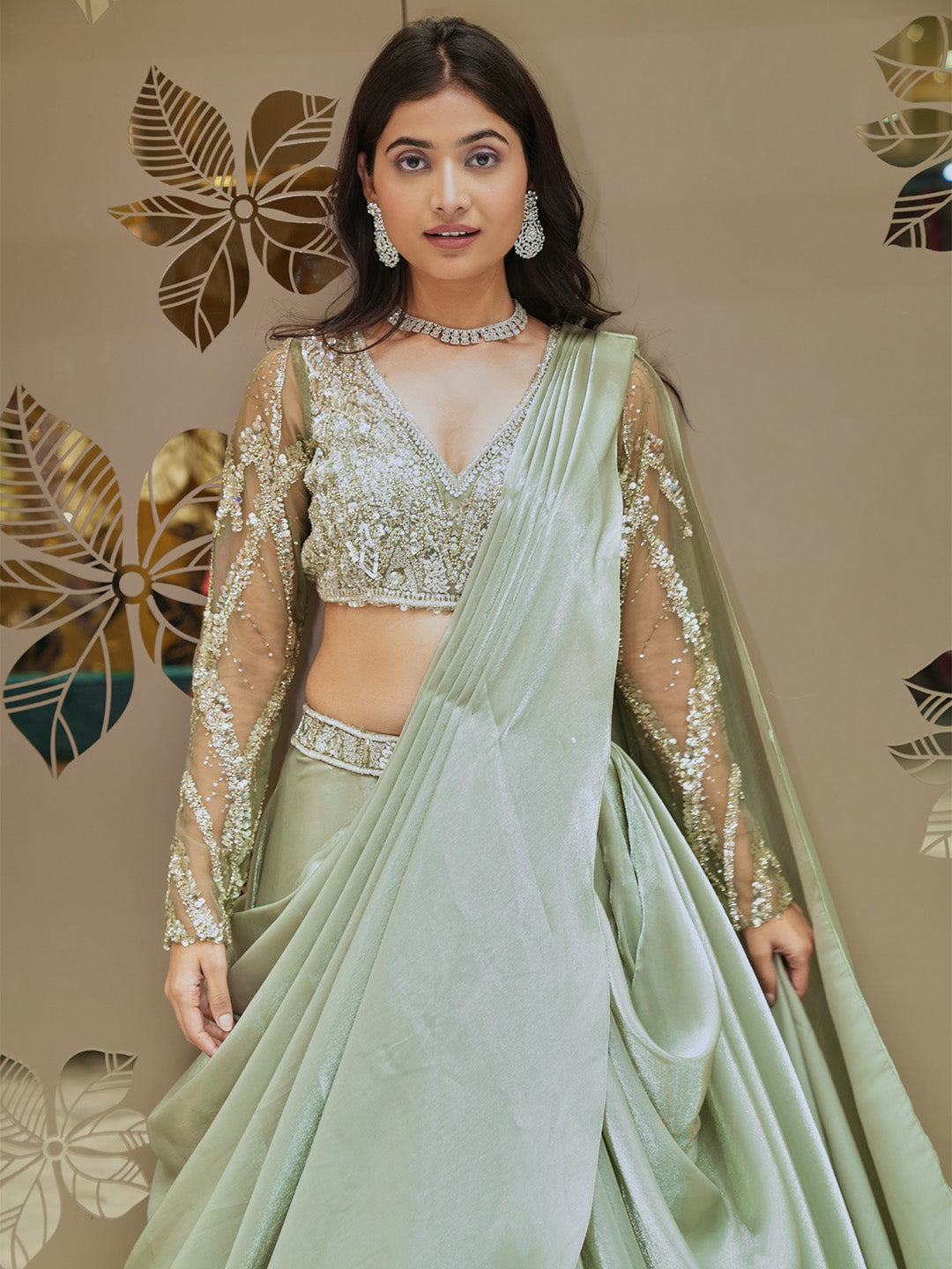 Pista Green Lehenga Set