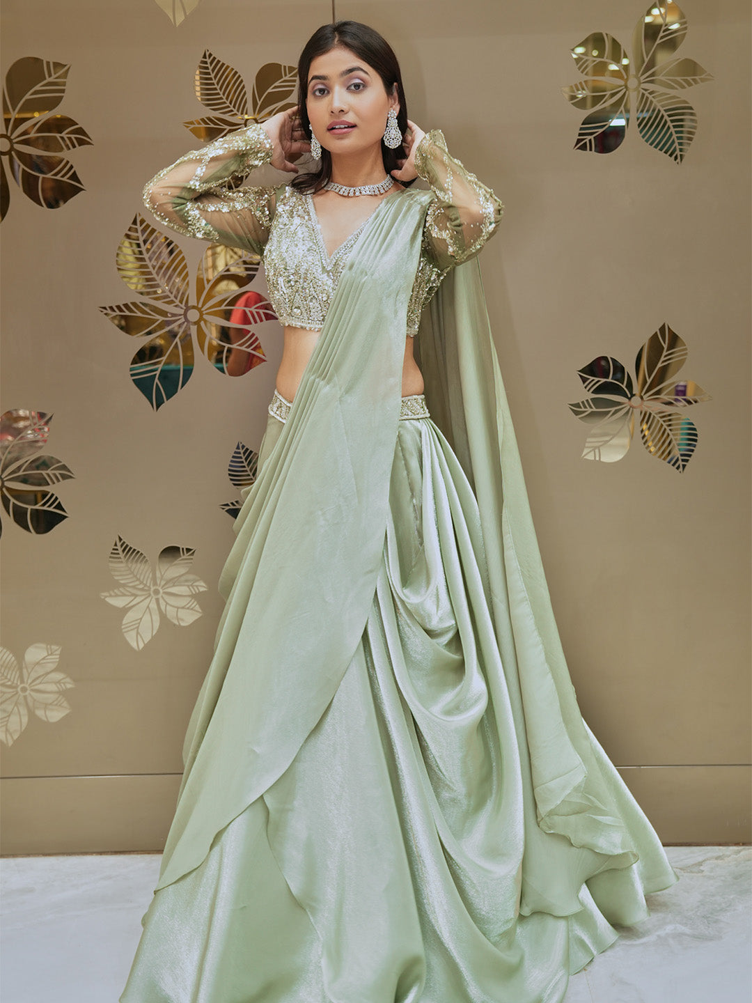 Pista Green Lehenga Set