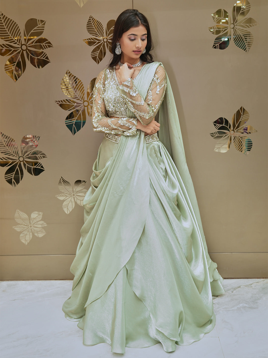 Pista Green Lehenga Set