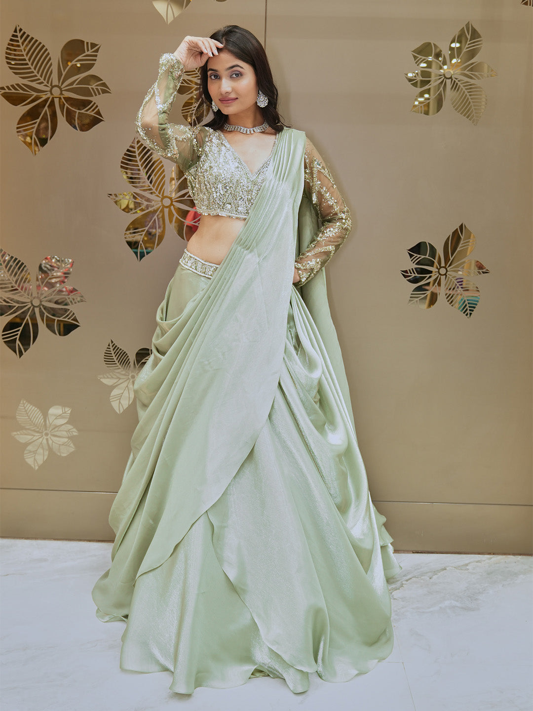 Pista Green Lehenga Set