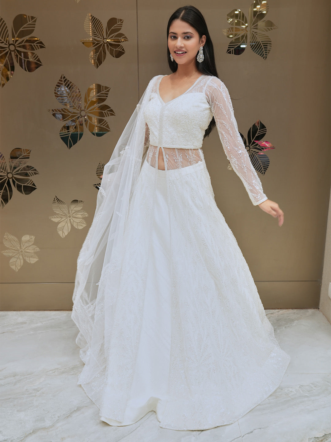 Anarkali dress white best sale