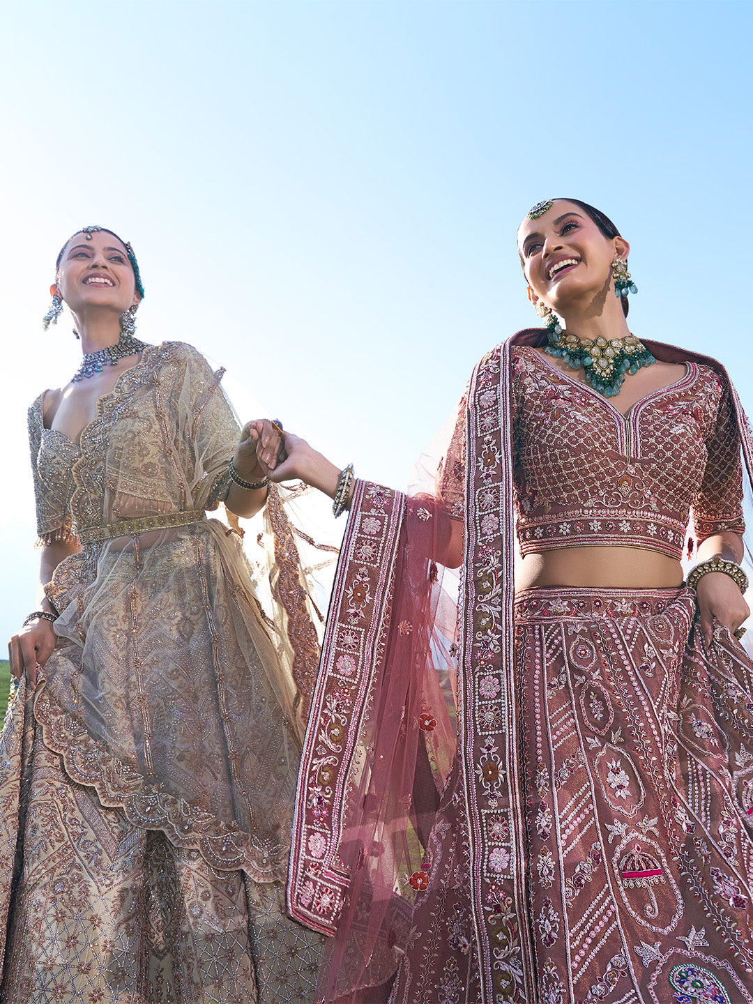 Ivory Silk Lehenga Choli With Scalloped Embroidered 4-Side Border, Net Dupatta & Andhani Printed Dupatta