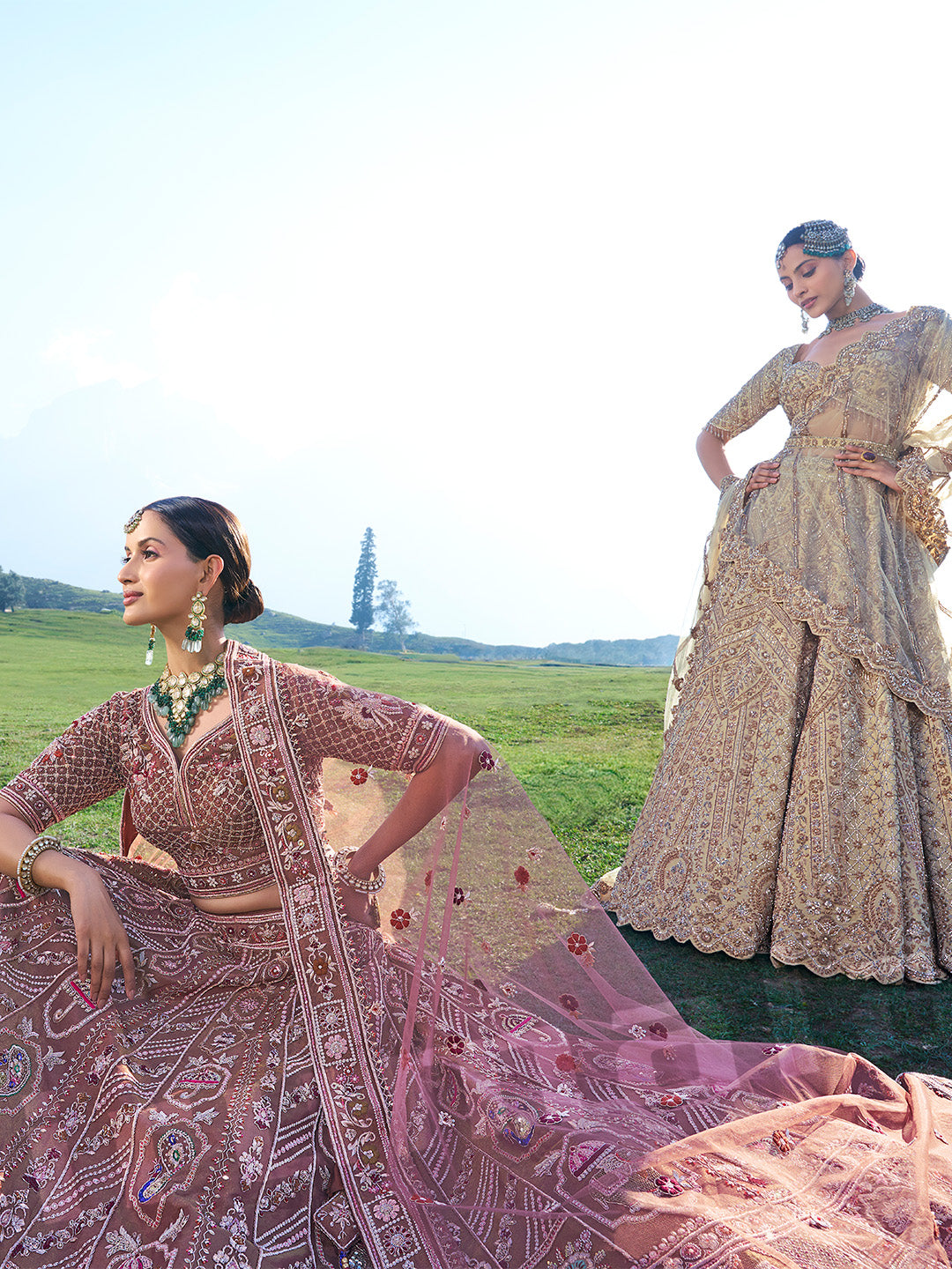 Ivory Silk Lehenga Choli With Scalloped Embroidered 4-Side Border, Net Dupatta & Andhani Printed Dupatta