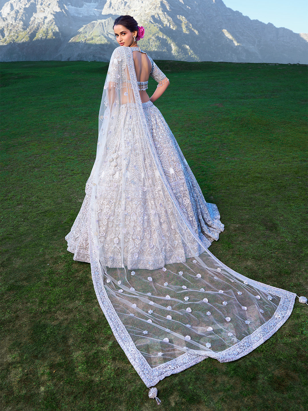 Exquisite Off-White Heavy Handwork Embroidered Lehenga Choli