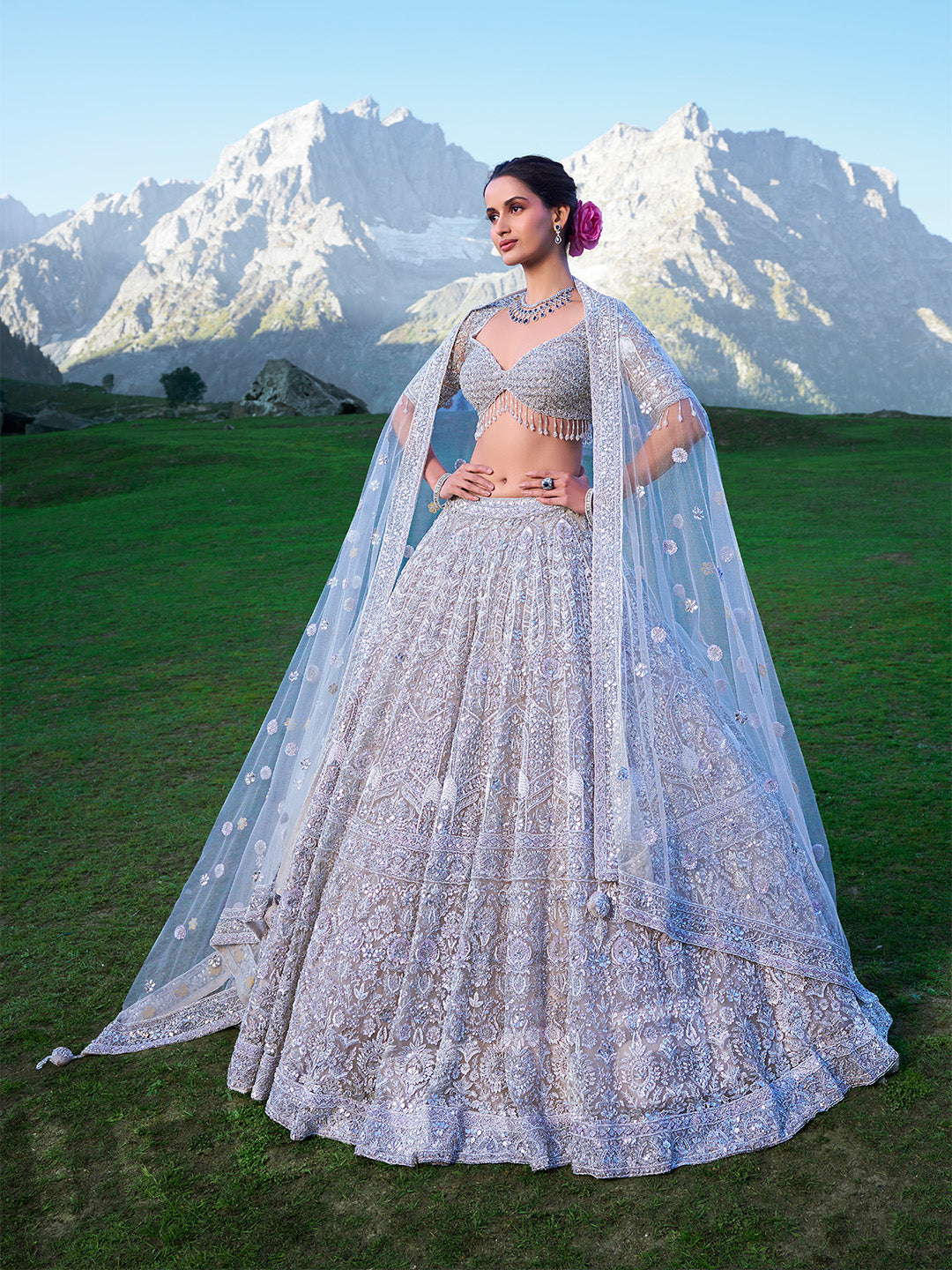 Exquisite Off-White Heavy Handwork Embroidered Lehenga Choli