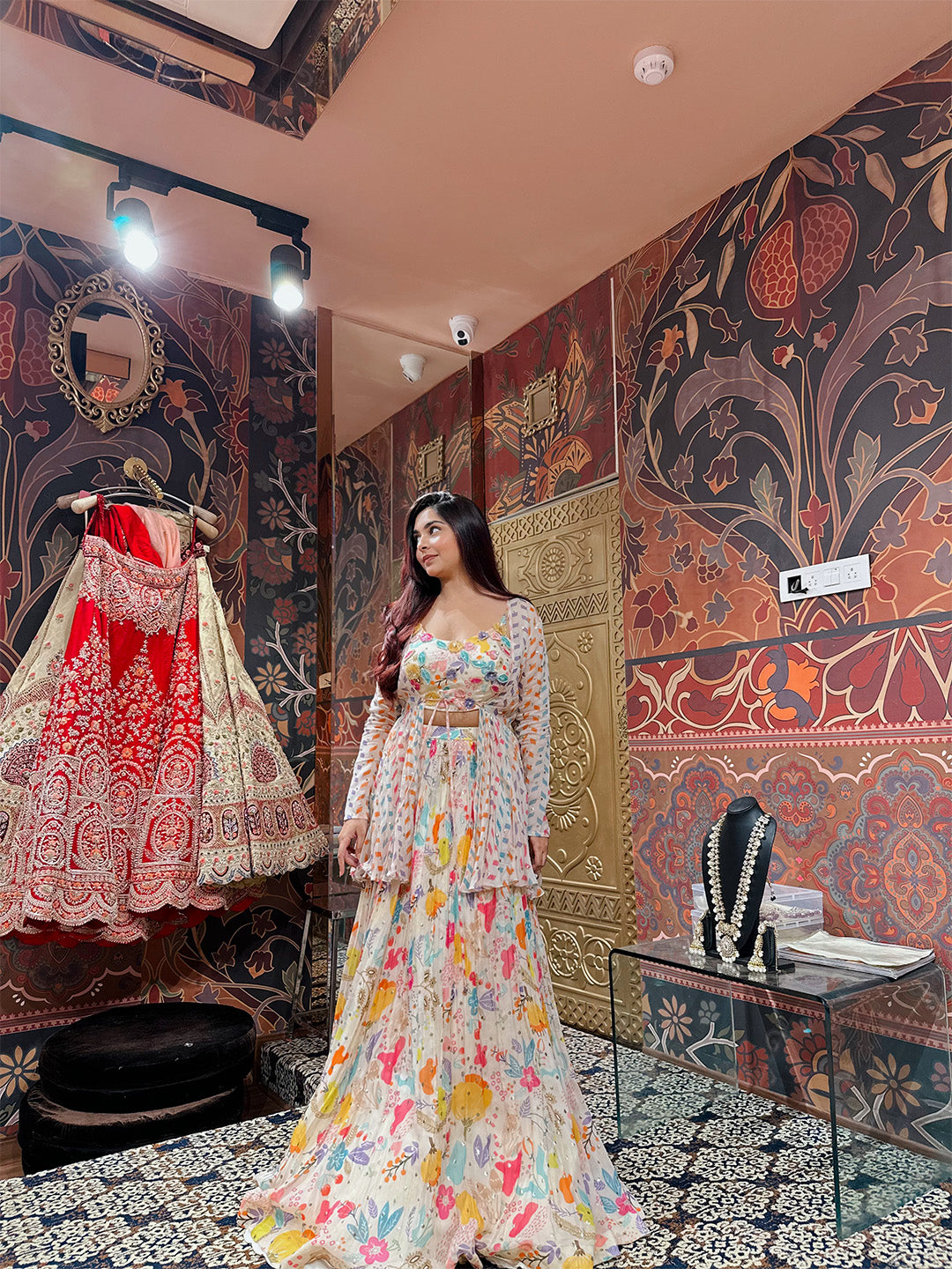 Organza Floral Lehenga Choli With Jacket – Tirumala Designers