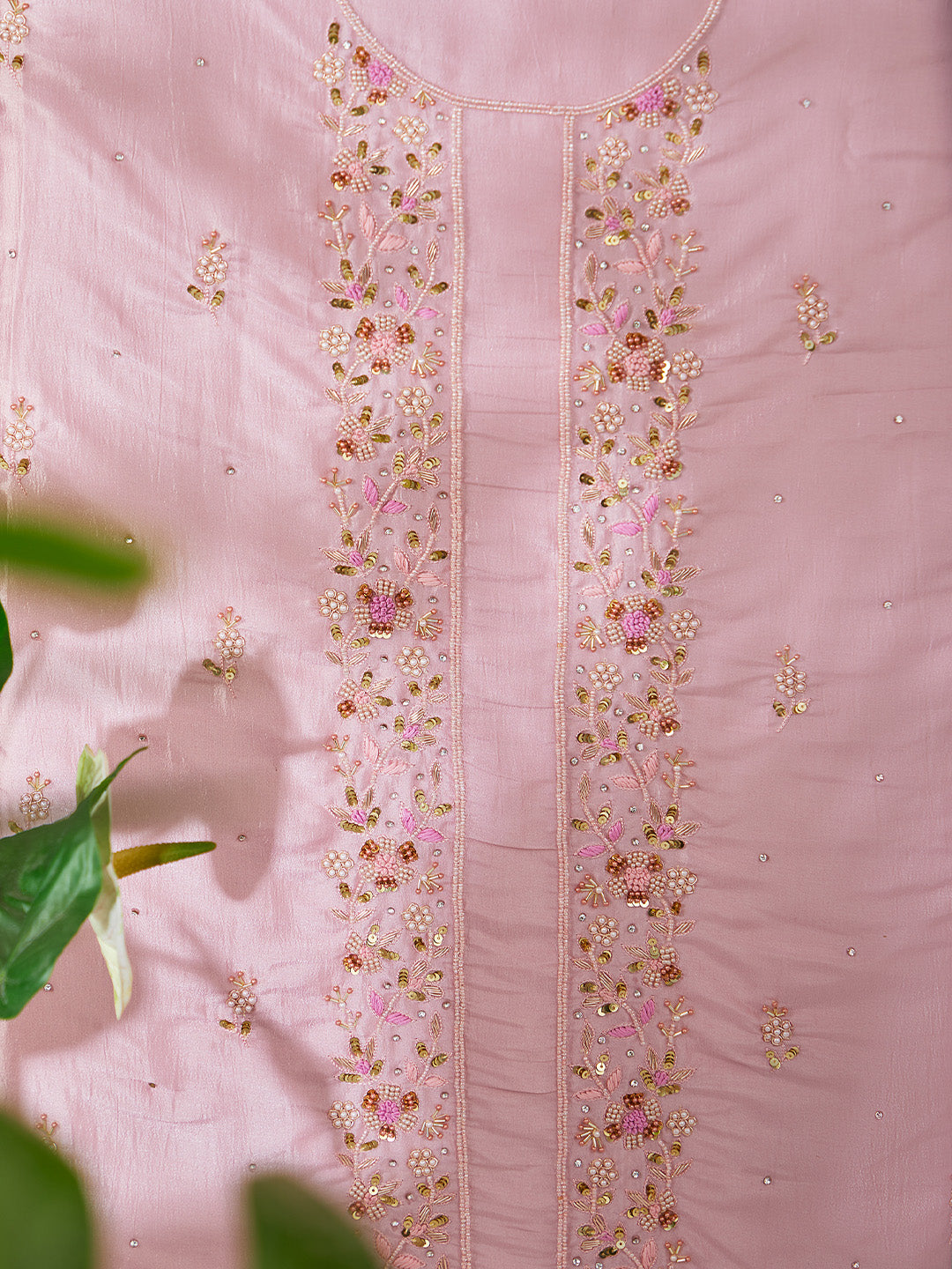 Baby Pink Silk Kurta Pant Dress