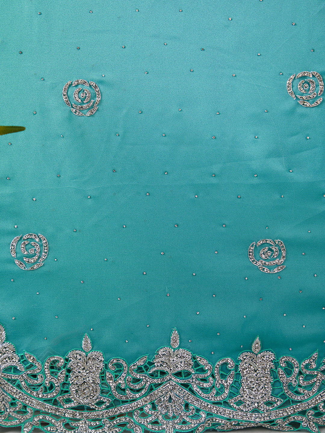 Sea Blue Embroidered Silk Suit