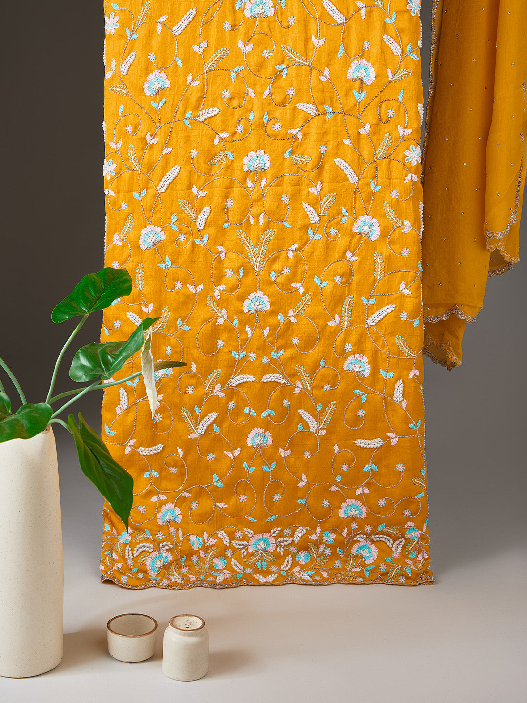 Orange Vibrant Embroidered Suit