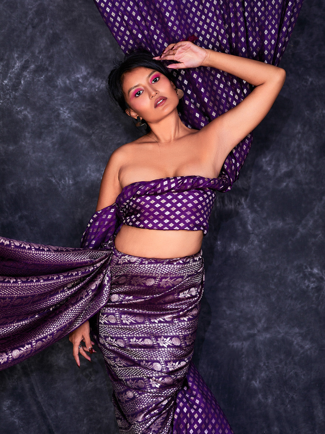 Purple Zari Work Fabric