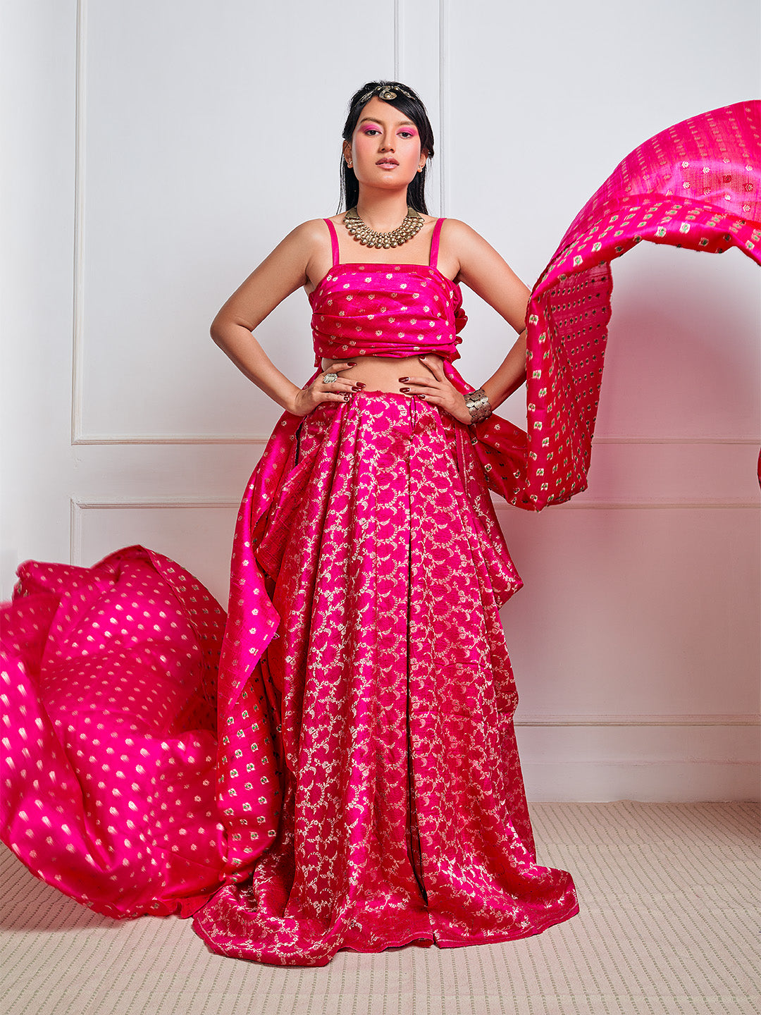 Pink Banarasi Silk Fabric