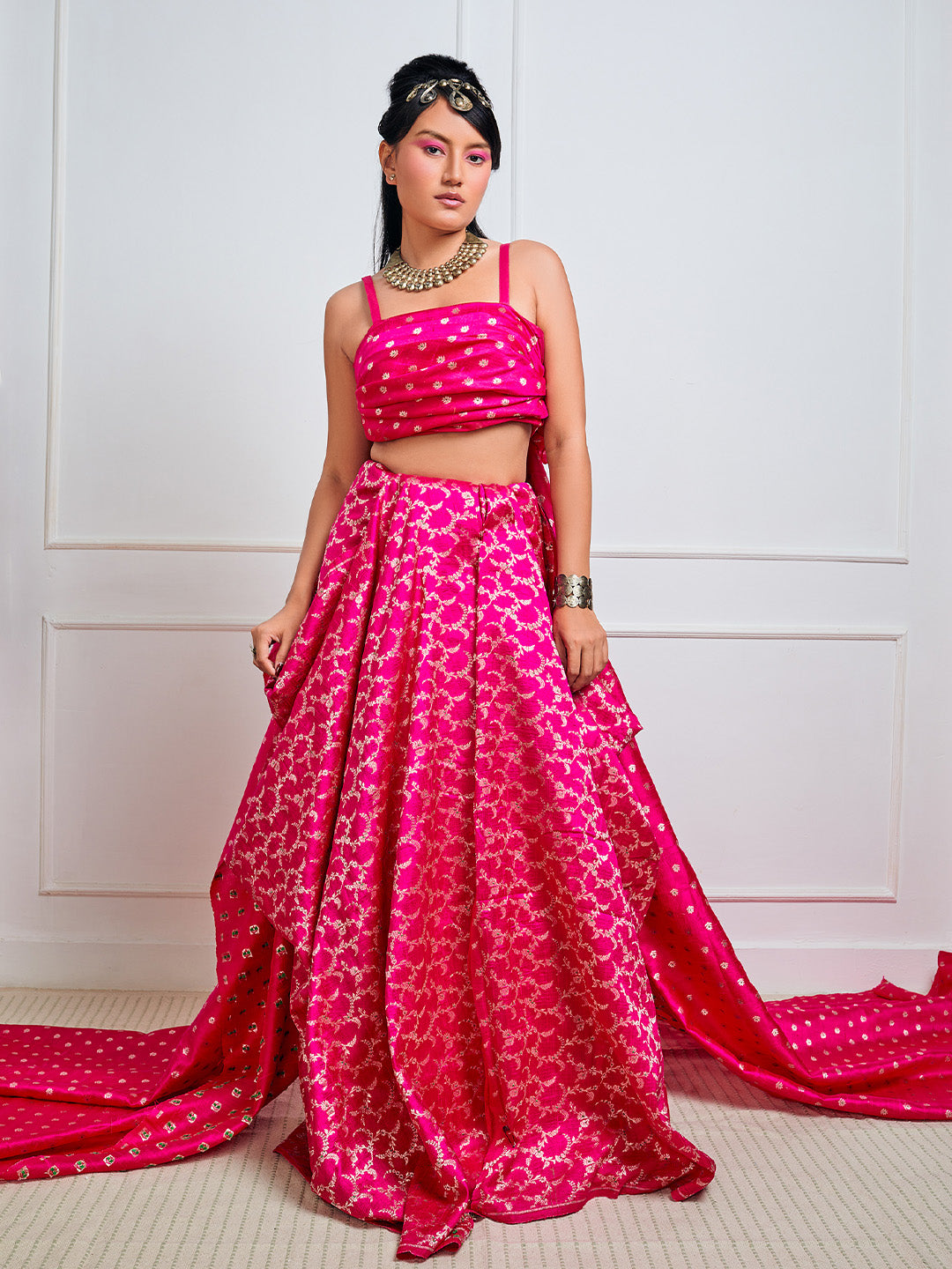 Pink Banarasi Silk Fabric