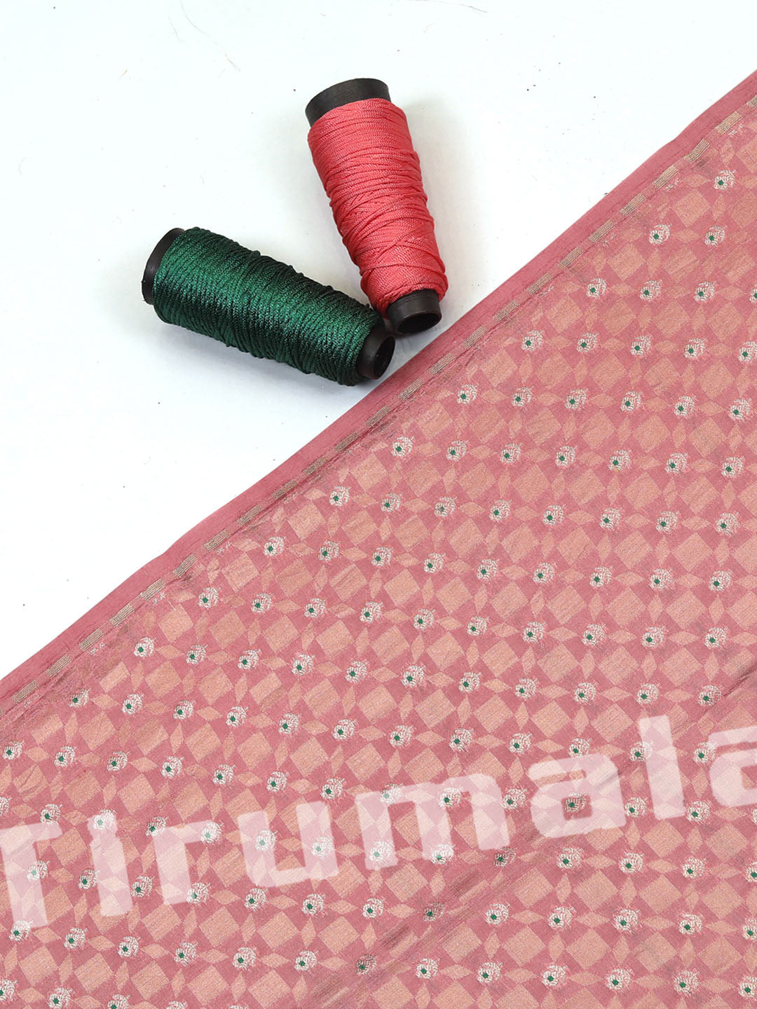 Peach Silk Butti Fabric