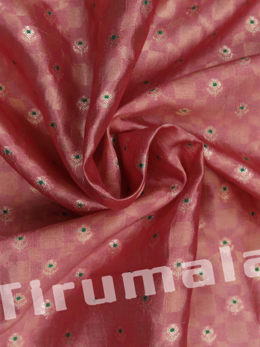 Peach Silk Butti Fabric