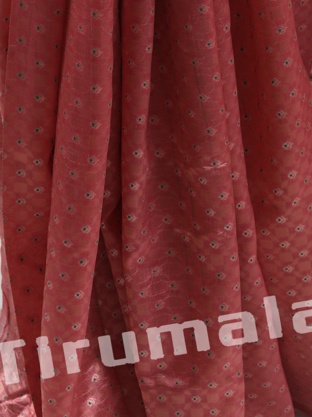 Peach Silk Butti Fabric