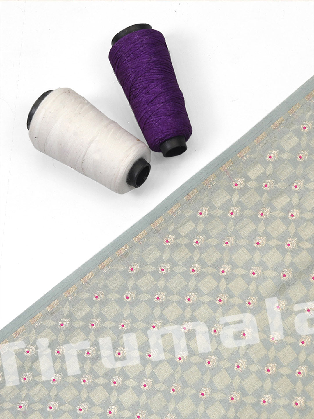 Pastel Blue Silk Butti Fabric