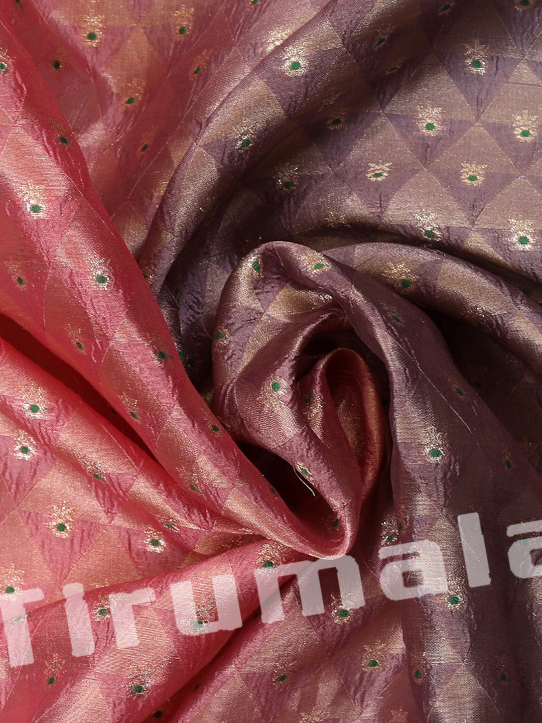 Pink & Purple Banarasi Silk With Checks & Butti