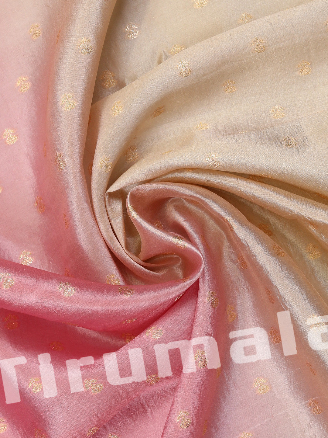 Dual Colour Pink & Beige Tanchoi Silk With Colour Butti