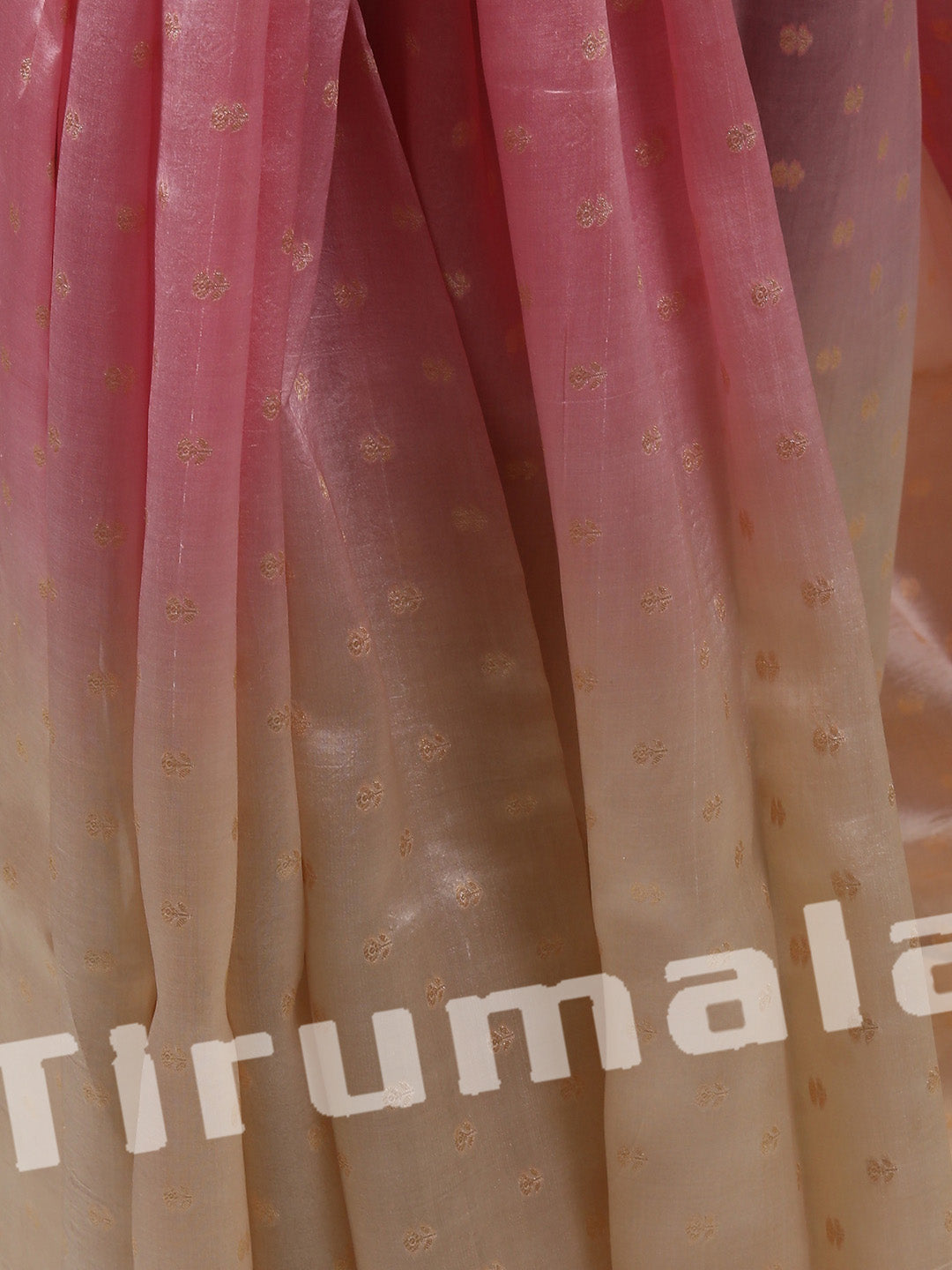 Dual Colour Pink & Beige Tanchoi Silk With Colour Butti
