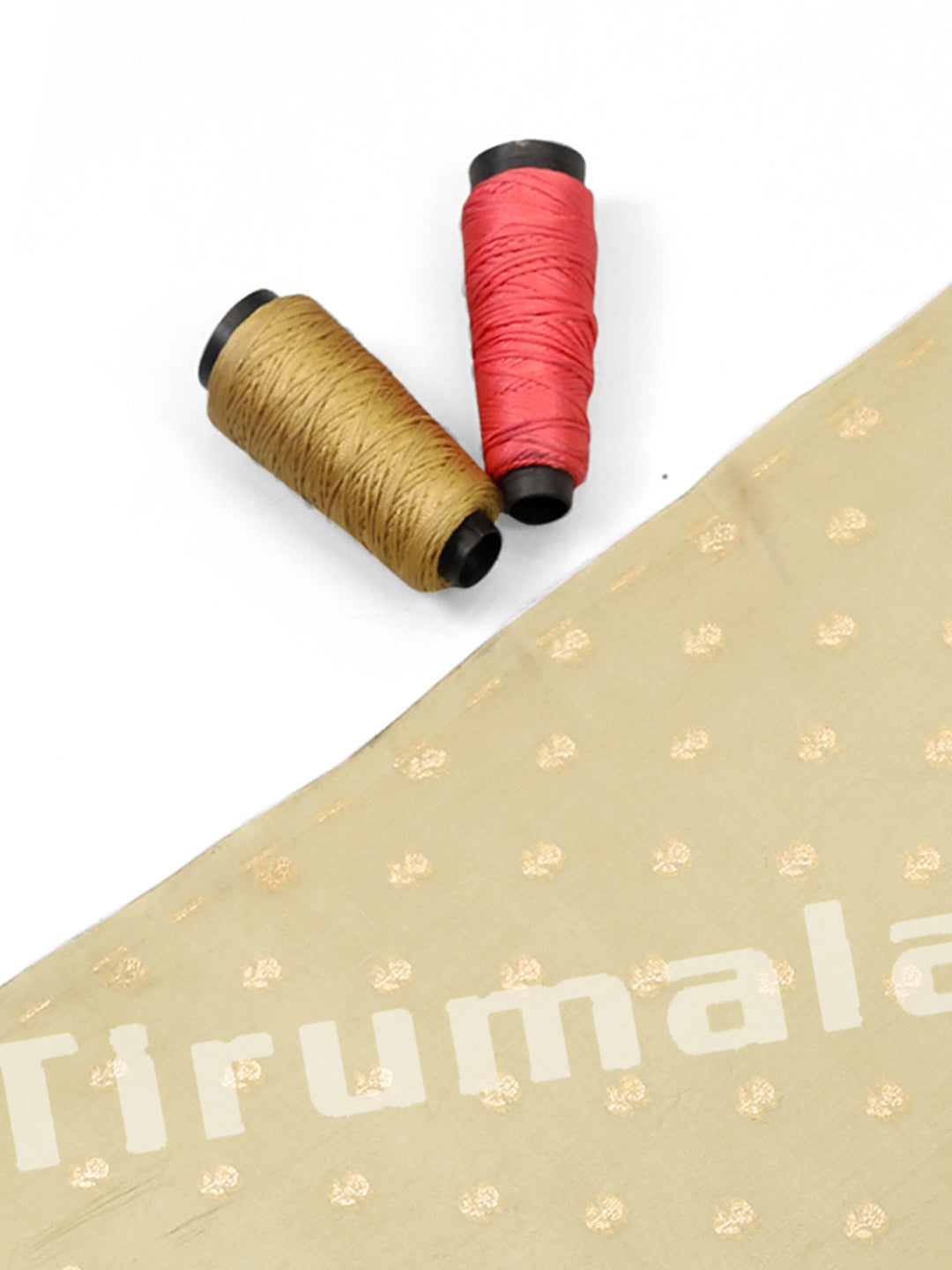 Dual Colour Peach & Beige Tanchoi Silk With Colour Butti