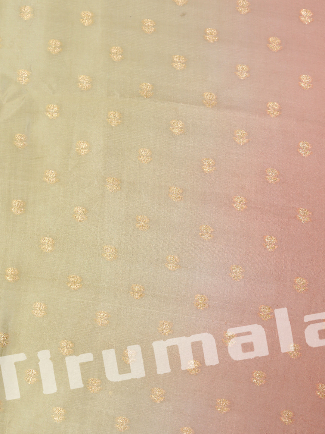 Dual Colour Peach & Beige Tanchoi Silk With Colour Butti