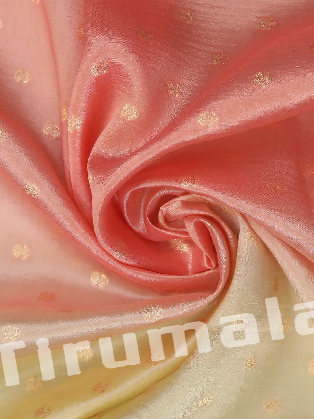 Dual Colour Peach & Beige Tanchoi Silk With Colour Butti