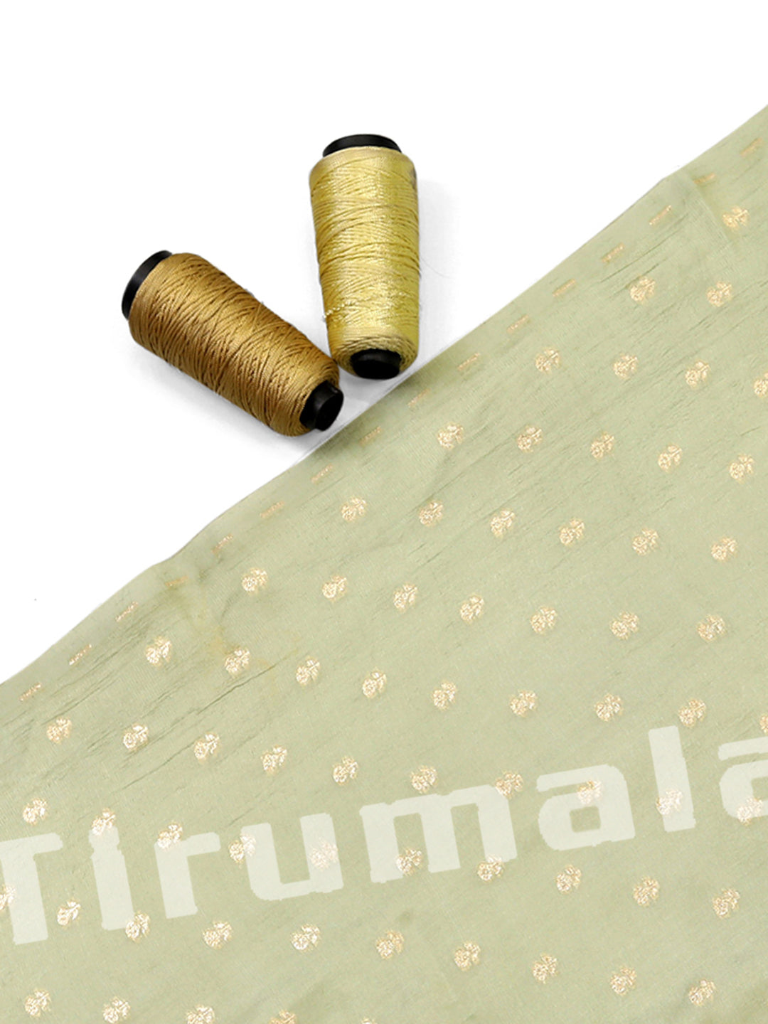 Dual Colour Light Green & Beige Tanchoi Silk With Colour Butti