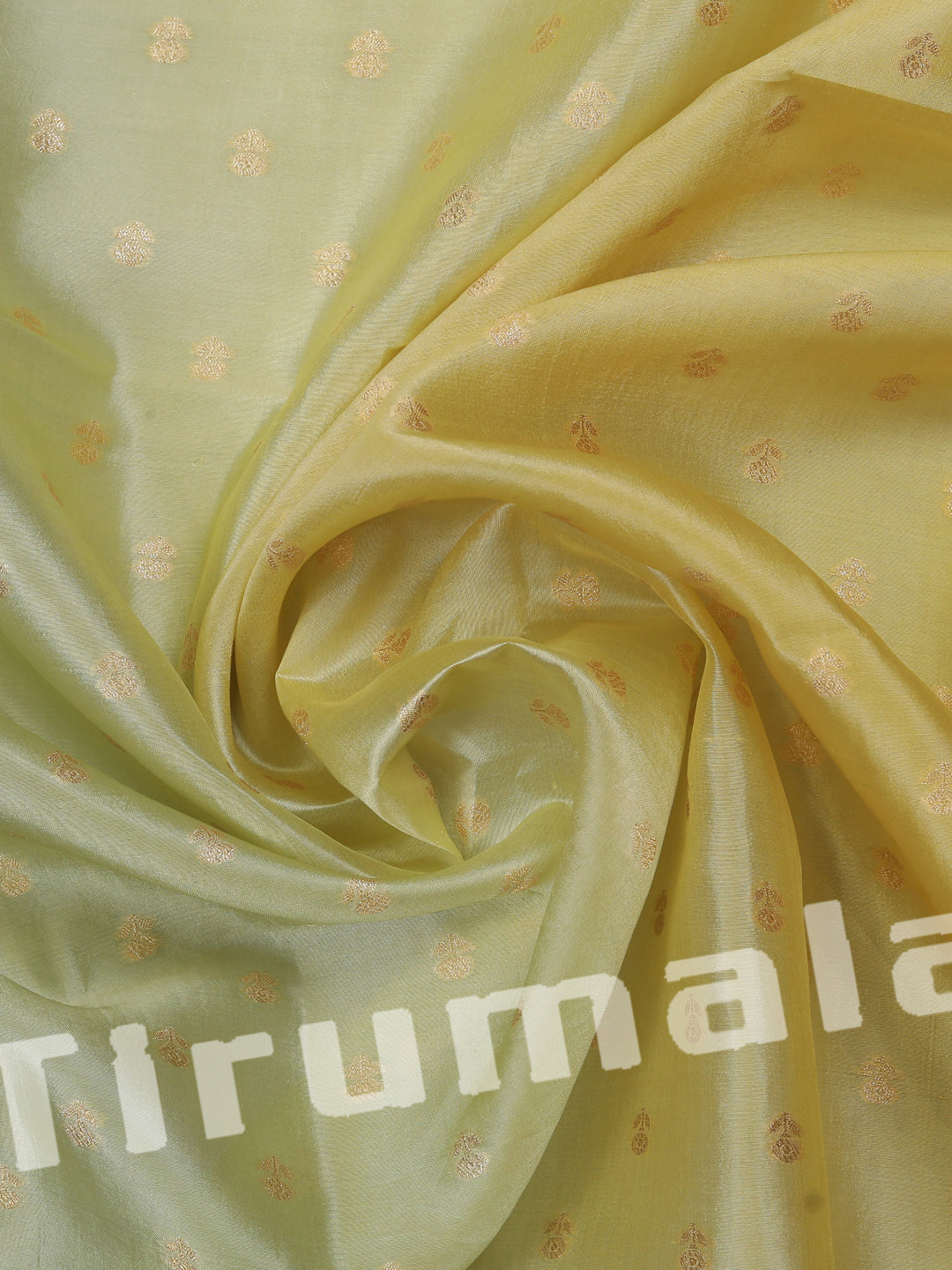 Dual Colour Light Green & Beige Tanchoi Silk With Colour Butti