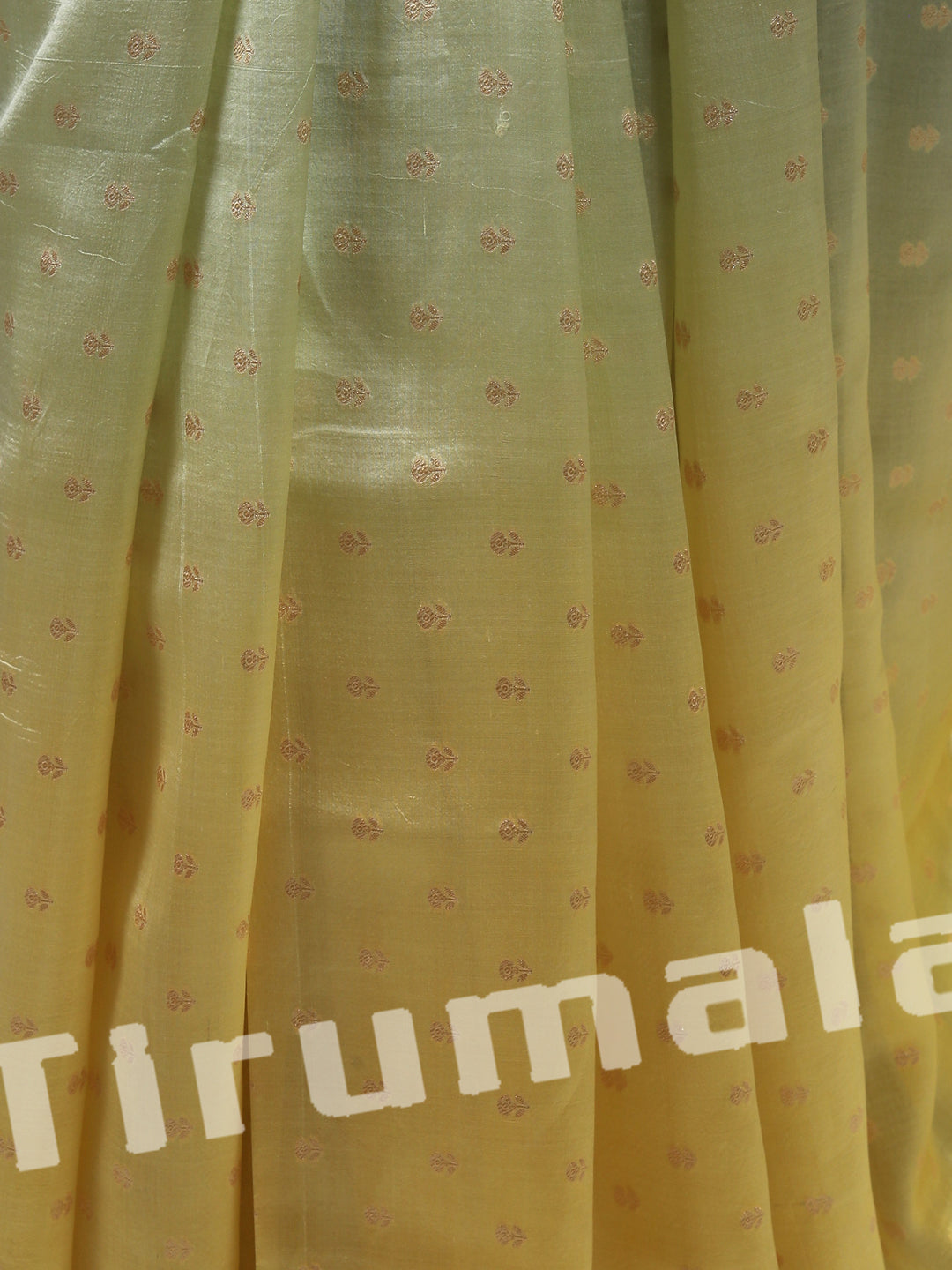 Dual Colour Light Green & Beige Tanchoi Silk With Colour Butti