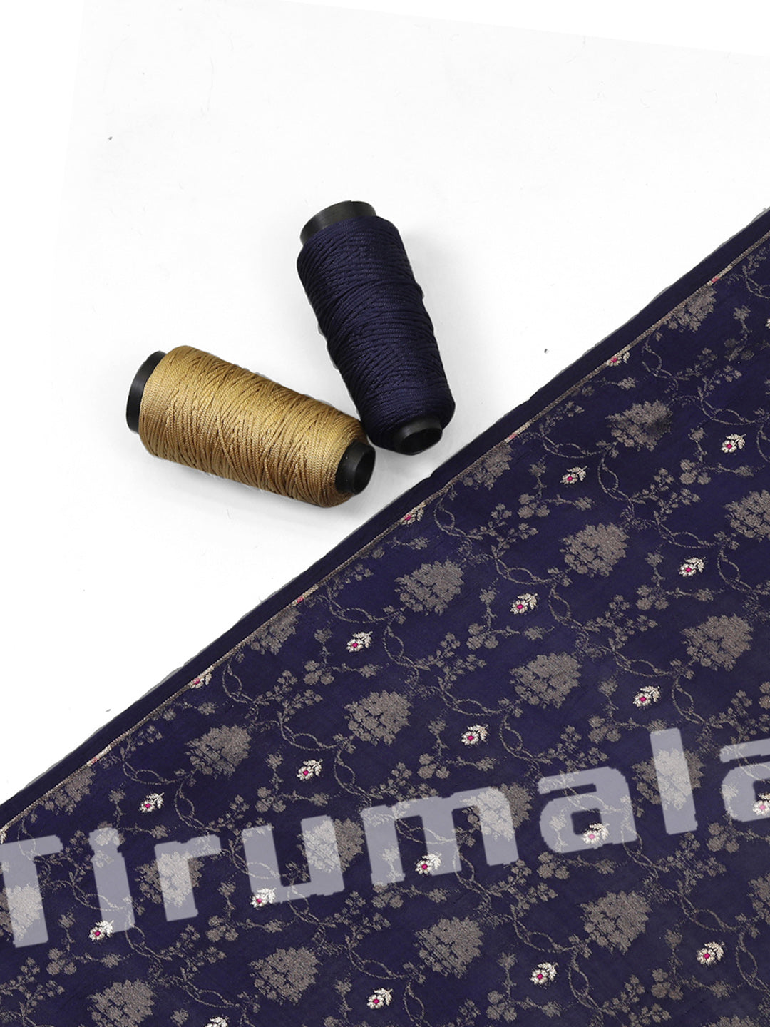 Dark Blue Banarasi Silk With Butti