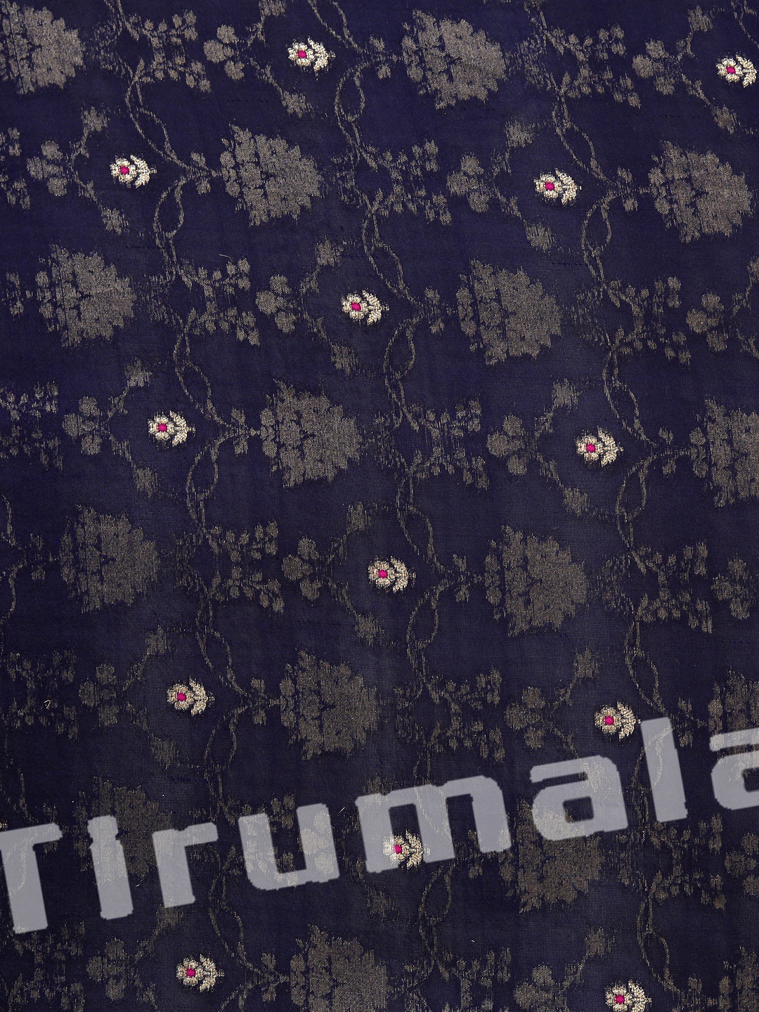 Dark Blue Banarasi Silk With Butti