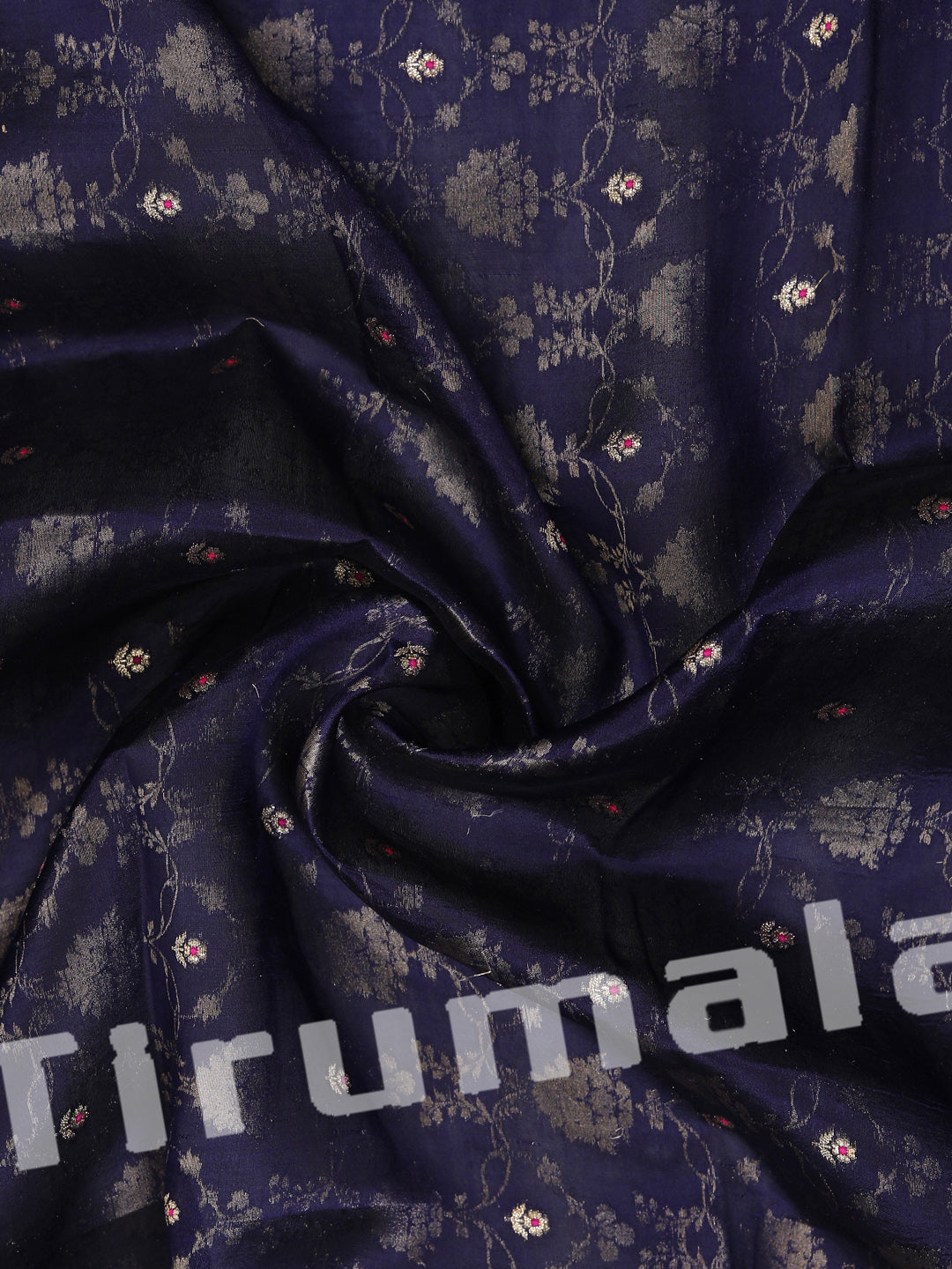 Dark Blue Banarasi Silk With Butti