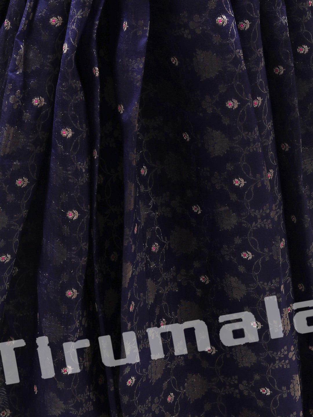 Dark Blue Banarasi Silk With Butti