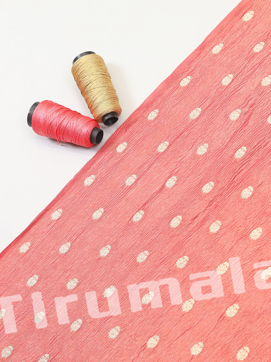 Peach Crush Tissue Silk With Butti