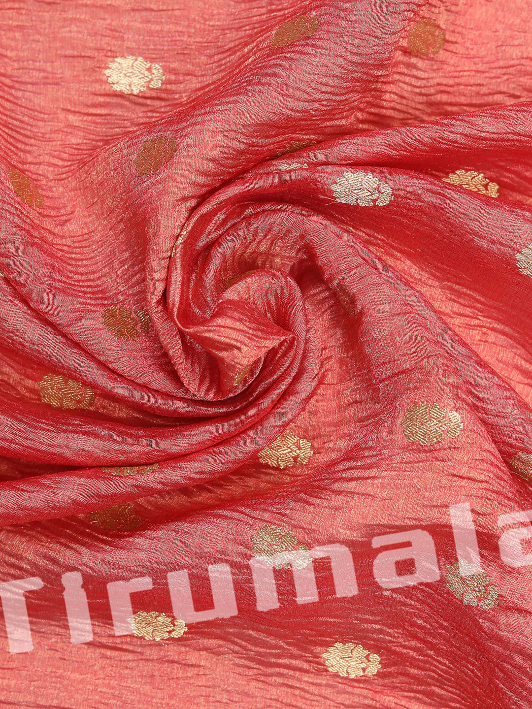 Peach Crush Tissue Silk With Butti